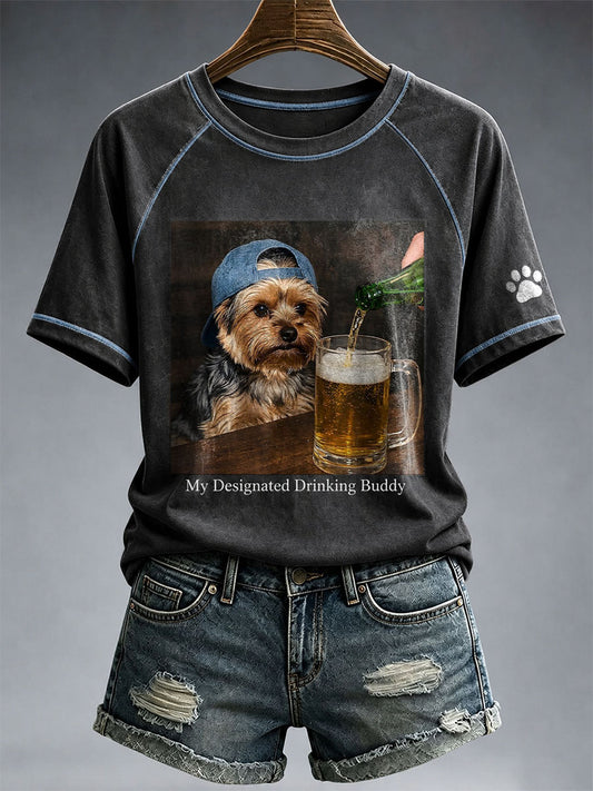 Women's My Designated Drinking Buddy Yorkshire Terrier T-Shirt