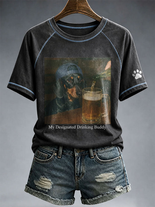 Women's My Designated Drinking Buddy Dachshund T-Shirt