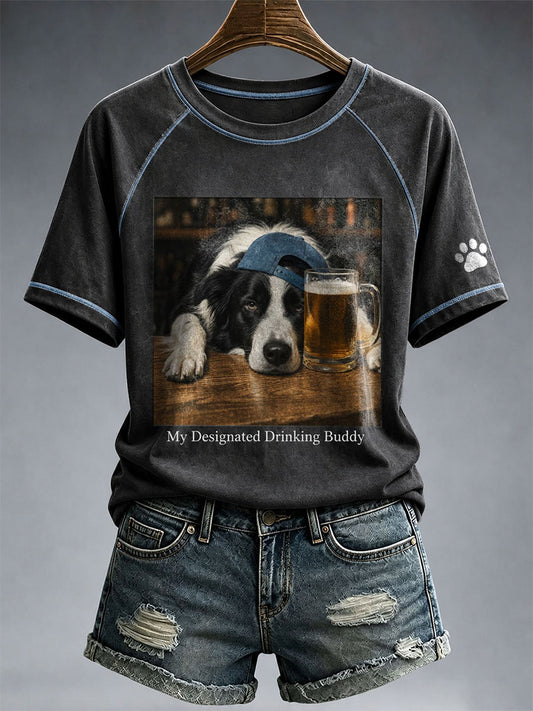 Women's My Designated Drinking Buddy Border Collie T-Shirt