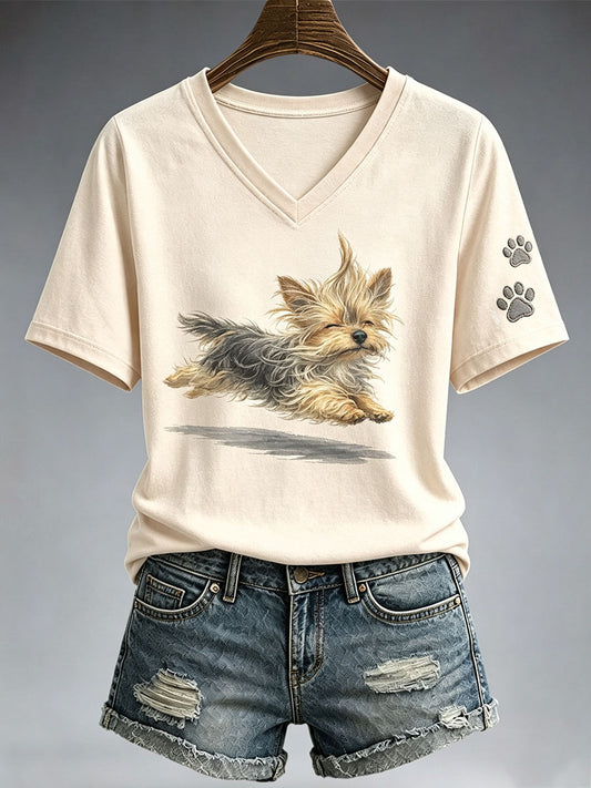 Women's Cute Running Yorkshire TerrierT-Shirt