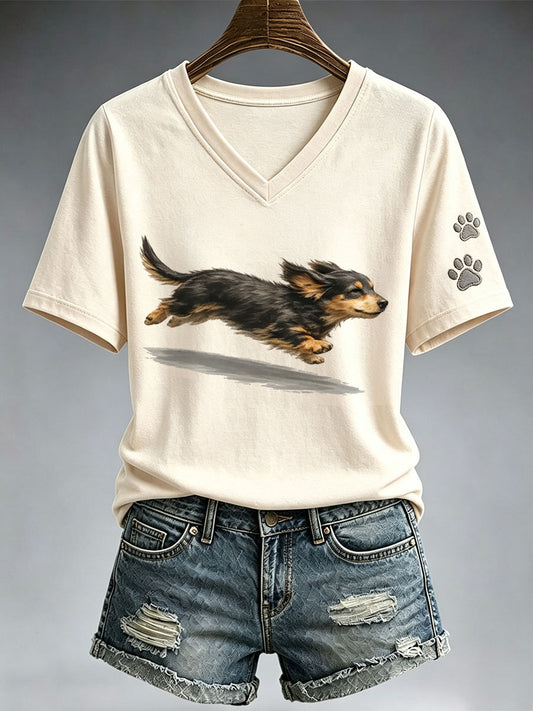 Women's Cute Running Dachshund T-Shirt
