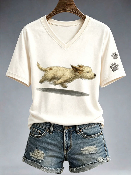 Women's Cute Running Dog T-Shirt