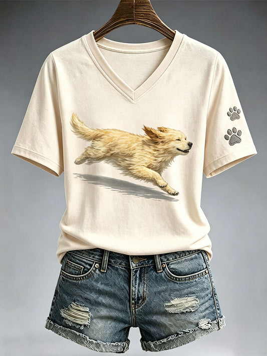 Women's Cute Running Golden Retriever T-Shirt