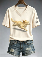 Women's Cute Running Golden Retriever T-Shirt