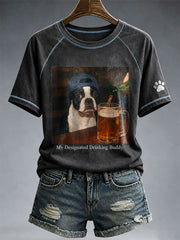 Women's My Designated Drinking Buddy Boston Terrier T-Shirt