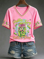 Women's "Pickles & Jesus, Salty & Saved" Christian V-Neck T-Shirts