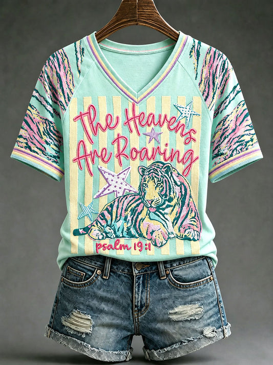 Women's "The Heavens Are Roaring" Christian V-Neck T-Shirts