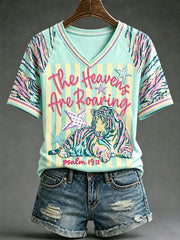 Women's "The Heavens Are Roaring" Christian V-Neck T-Shirts