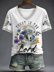 Women's Faith Printed V-neck T-shirt
