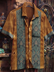 Men's Retro Western Printed Cotton Shirt