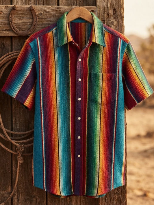 Men's Retro Western Printed Cotton Shirt