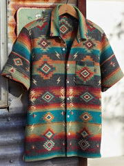 Men's Retro Western Printed Cotton Shirt