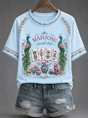 Women's Mahjong Print Casual T-Shirt