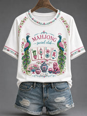 Women's Mahjong Print Casual T-Shirt