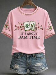 Women's Mahjong Print Casual T-Shirt