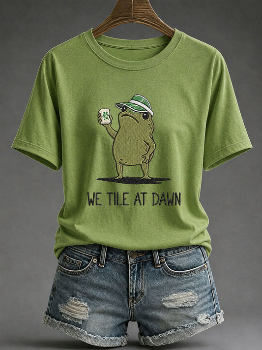 Women's We Tile At Dawn Mahjong Printed Casual T-Shirt
