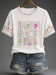Women's Mahjong Print Casual T-Shirt
