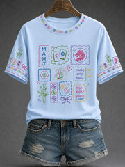 Women's Mahjong Print Casual T-Shirt