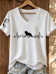 Women's Western Horse ECG Short Sleeve T-Shirt