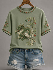 Women's Mahjong Print Casual T-Shirt
