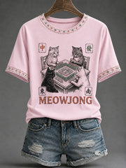 Women's Mahjong Print Casual T-Shirt