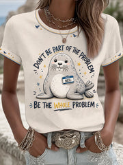 Women's Funny Neil The Seal Printed T-shirt
