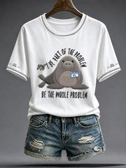 Women's Funny Neil The Seal Printed T-shirt