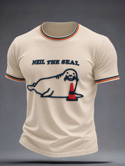 Men's Funny Neil The Seal Printed T-shirt