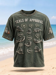 Men's Funny Neil The Seal Printed T-shirt