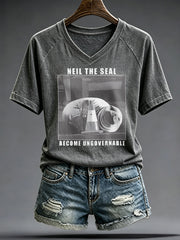 Women's Funny Neil The Seal Printed T-shirt