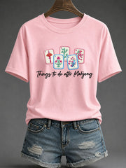 Women's Mahjong Print Casual T-Shirt