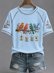 Women's Mahjong Print Casual T-Shirt