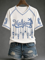 Women's Mahjong Print Casual T-Shirt