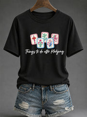 Women's Mahjong Print Casual T-Shirt