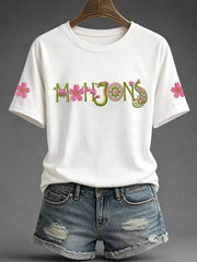 Women's Mahjong Print Casual T-Shirt