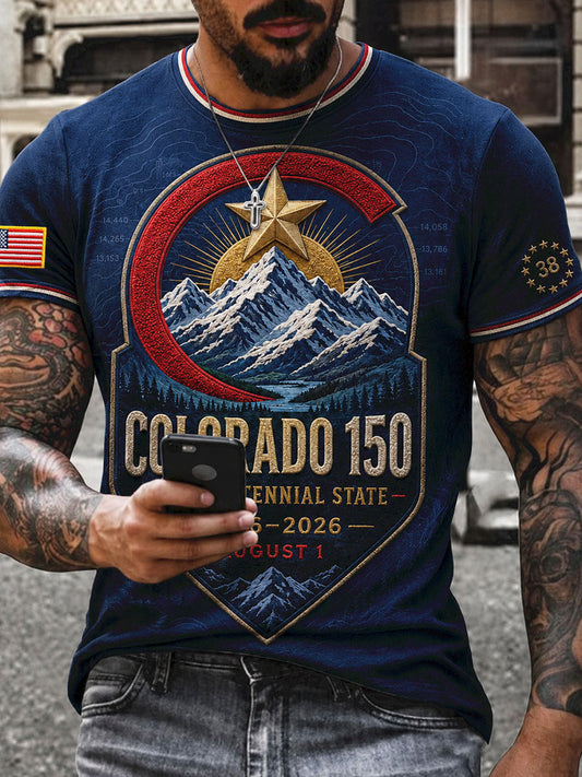 Men's Colorado Day 150 Years Art Printed T-shirt