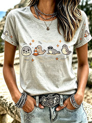 Women's Funny Neil The Seal Printed T-shirt