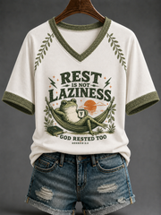 Women's Faith V-neck Off-shoulder Short-sleeved T-shirt