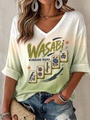 Women's Mahjong Print Casual T-Shirt