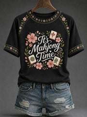 Women's Mahjong Print Casual T-Shirt