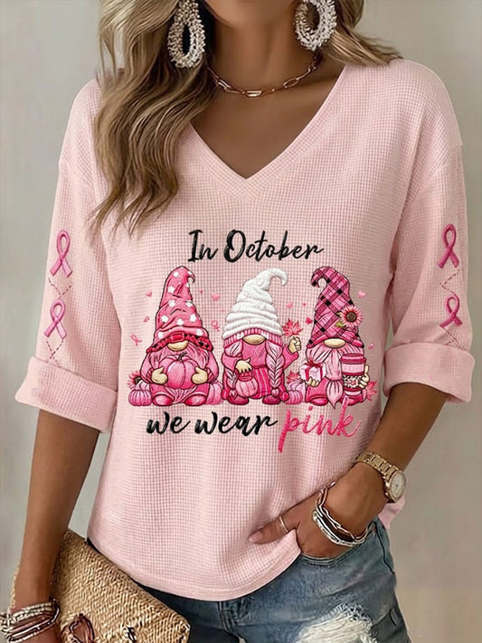 Women's In October We Wear Pink Waffle T-shirt