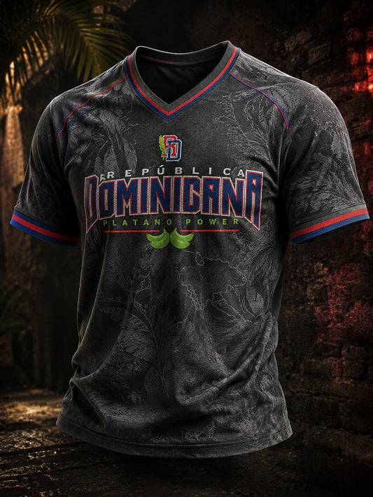 Men's Dominican Printed V-neck T-shirt