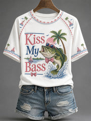 Women’s 'Kiss My Bass' Printed Casual T-Shirt