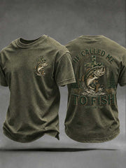 Men's 'He Called Me To Fish' Printed Casual T-Shirt