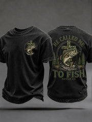 Men's 'He Called Me To Fish' Printed Casual T-Shirt
