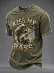Men's Kiss My Bass Print Casual T-Shirt