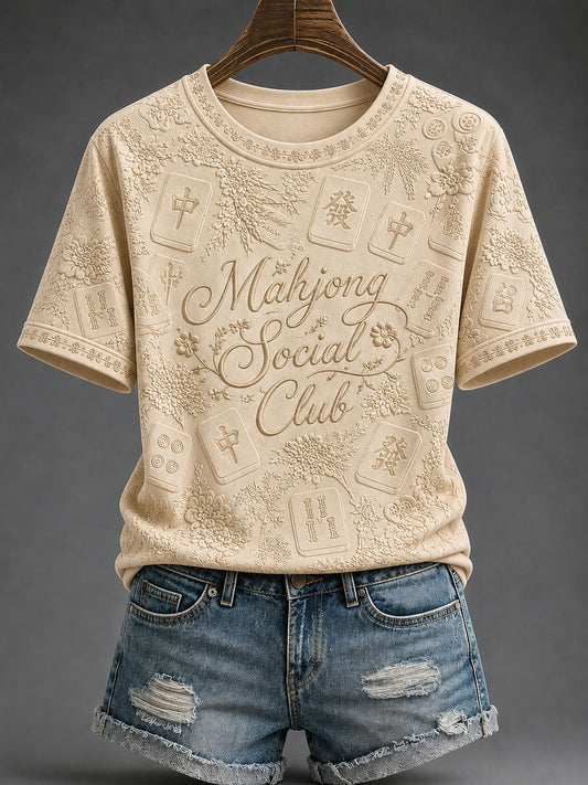 Women’s Mahjong Social Club Printed Casual T-Shirt