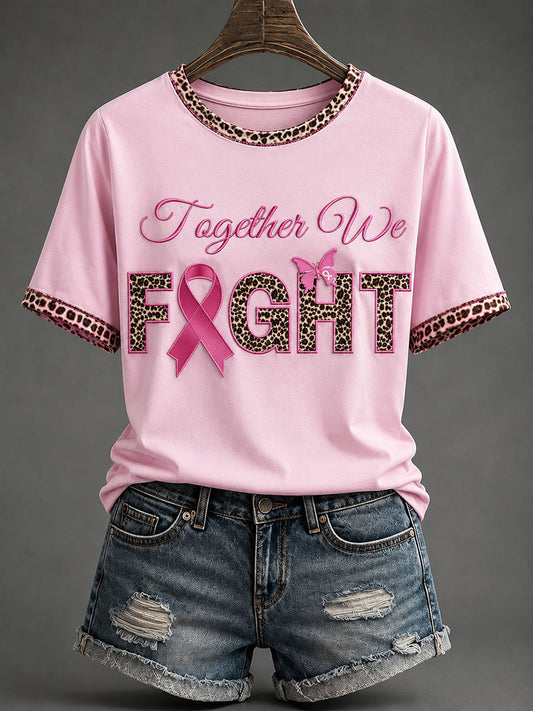 Women's “Together We Fight”Pink Ribbon Breast Cancer Awareness T-Shirt