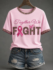 Women's “Together We Fight”Pink Ribbon Breast Cancer Awareness T-Shirt