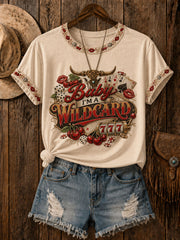 Women's Baby I'm A Wildcard Printed Casual T-Shirt